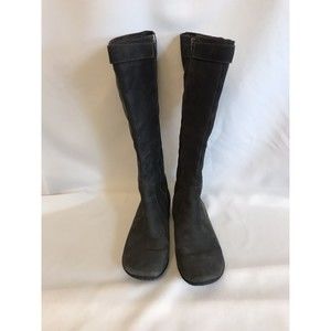 BORN Top Buckle Mid Calf Full Side Zip Gray Suede/Leather Boots Womens Size 7